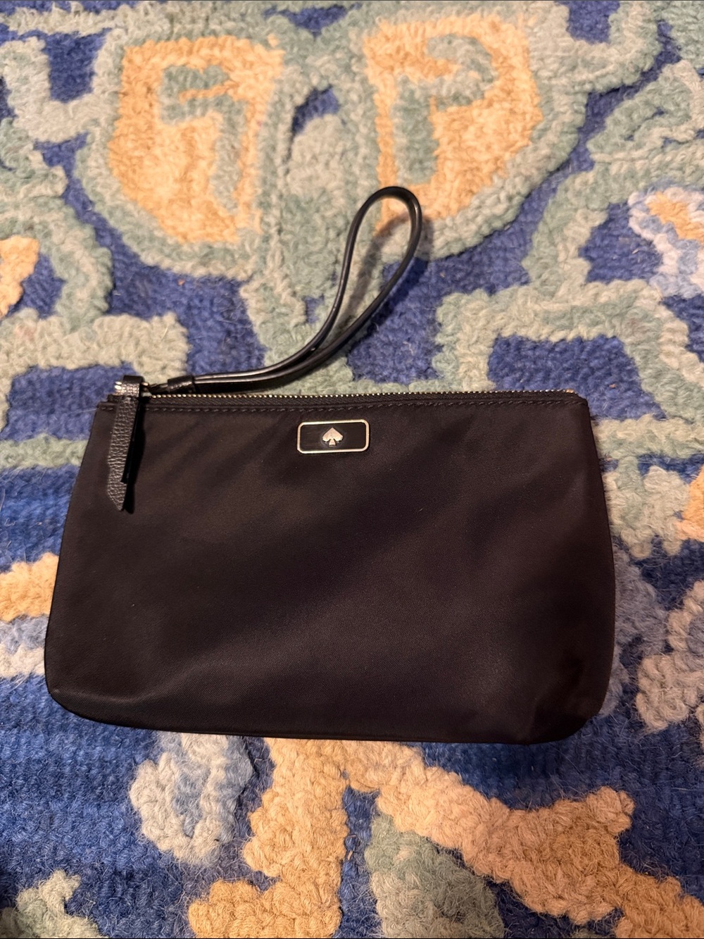 kate spade Black Nylon Wristlet with Spade Emblem